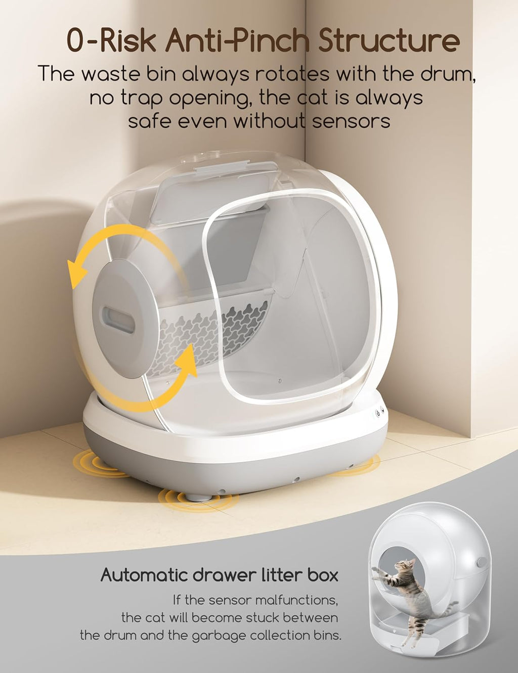Meowant Self Cleaning Litter Box, Automatic Litter Box Self Cleaning with APP Control, 75L Extra Large Open Low Entry Smart Cats Litter Boxs for Multi-Cat Compatible Senior Cats Large Cats