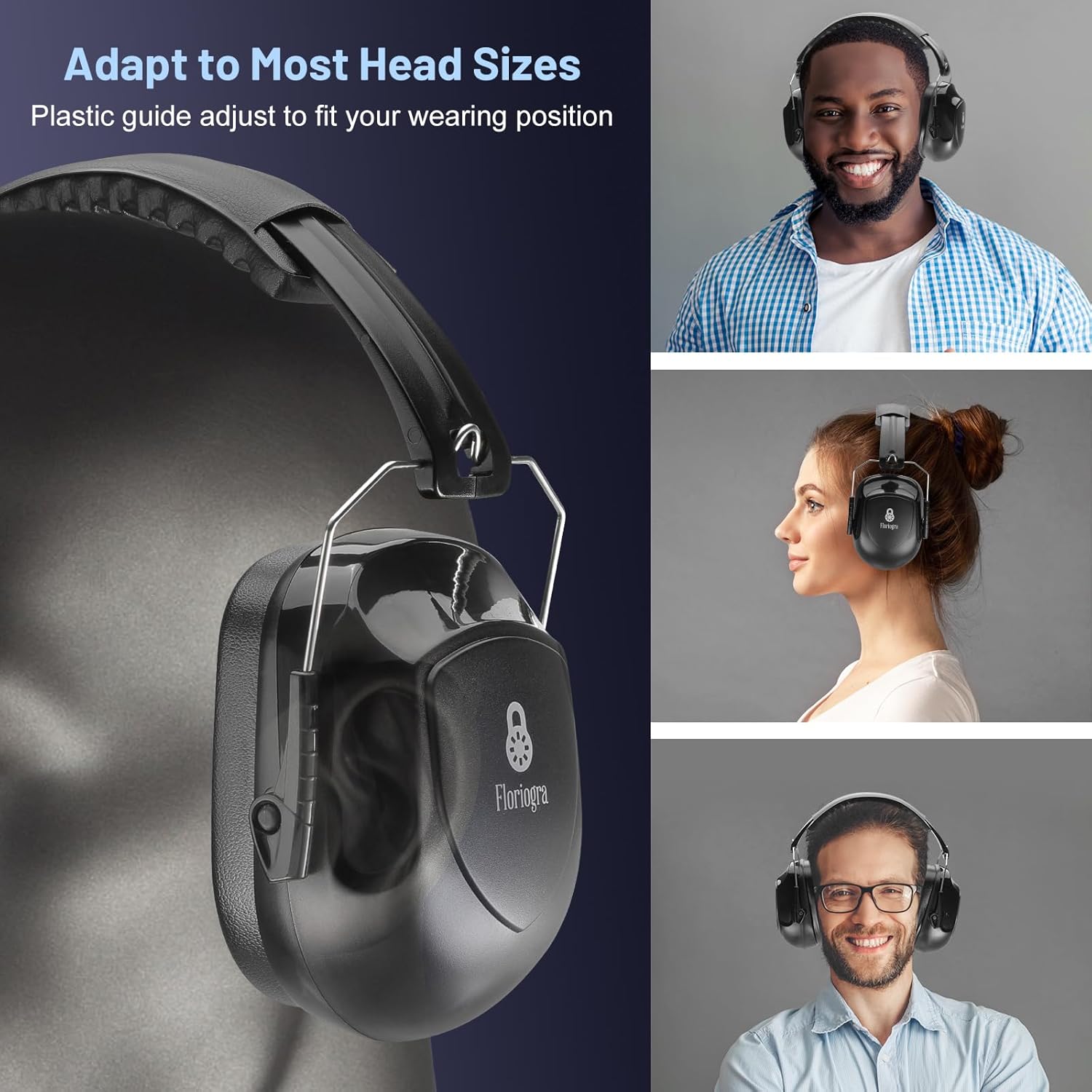 3 Pack Noise Reduction Ear Protection, Hearing Protection Ear muffs SNR 34dB Noise Cancelling Headphones for Adults Kids Autism, Sound Proof Earmuffs for Mowing/Construction/Work