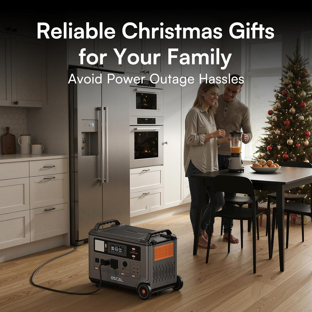 OSCAL PowerMax 6000 Solar Generator with 4x400W Solar Panel, 120V/240V Portable Power Station 6000W AC Outlets (9000W Peak), 2200W AC Charging/2400W PV Charging for Home, Emergency