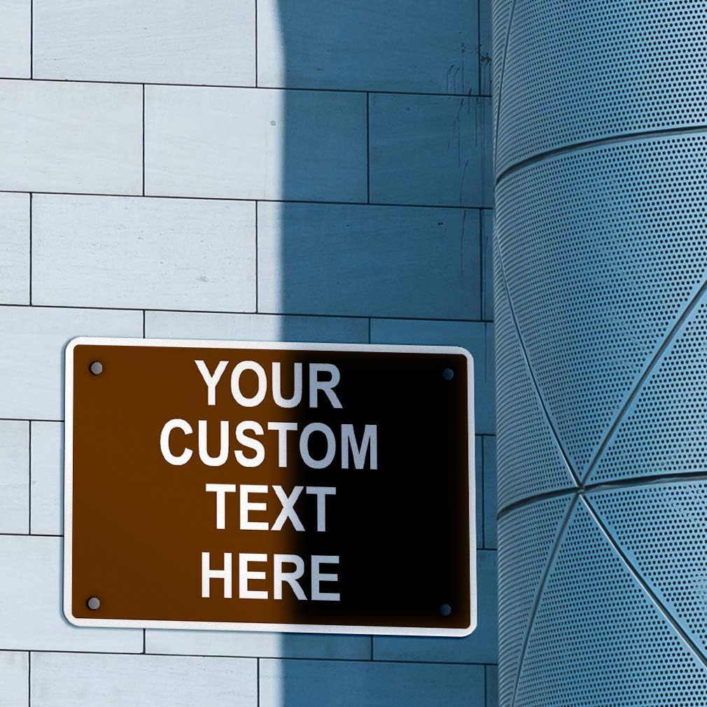 Aluminum Weatherproof Metal Sign Multiple Sizes Custom Personalized Text Here Brown White Recreational Horizontal Street Signs 10x7Inches