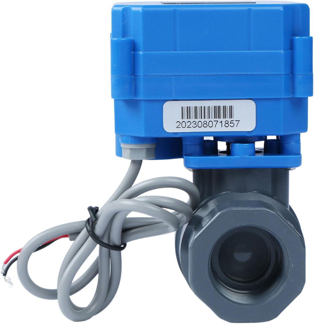 U.S. Solid 3/4 in UPVC Motorized Ball Valve - Plastic Electrical Ball Valve with Full Port, 2 Wire Auto Return, 9-36V AC/DC, Normally Closed