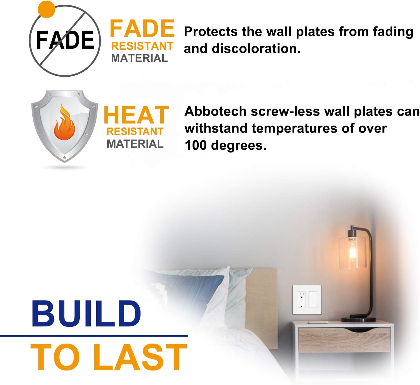 2-Gang Screwless Decorator Wall Plates, Child Safe Standard Size Outlet Cover, Unbreakable Polycarbonate Thermoplastic, Glossy White,10 Pack,UL Listed