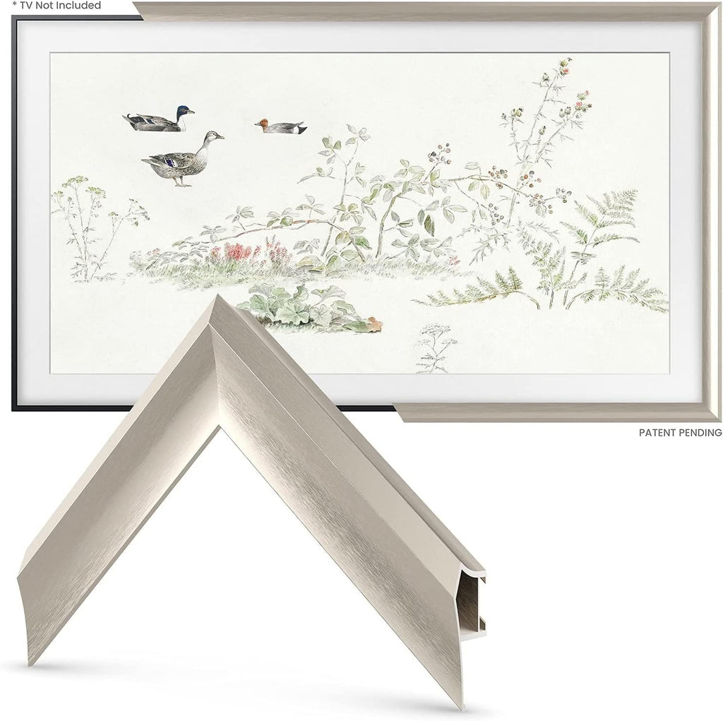 German Silver Prismatic 55" Alloy Deco TV Frame - Compatible ONLY with Samsung The Frame TVs (Fits 2021-2025, LS03A, LS03B, LS03C, LS03D, LS03FA)