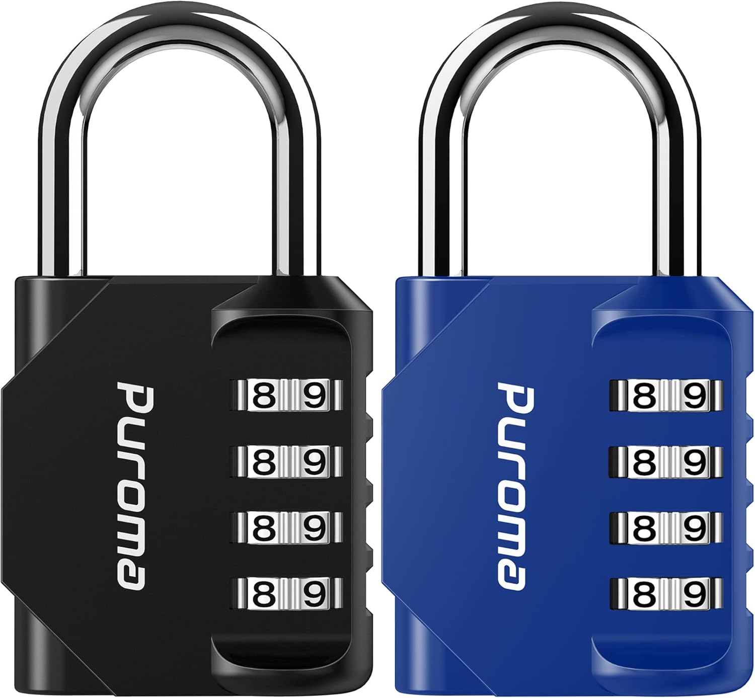 Puroma 2 Pack Combination Lock for Locker 4 Digit Outdoor Waterproof Padlock for School, Gym, Sports, Fence, Toolbox, Gate, Case, Outdoor, Hasp Storage, Cabinets (Blue & Black)