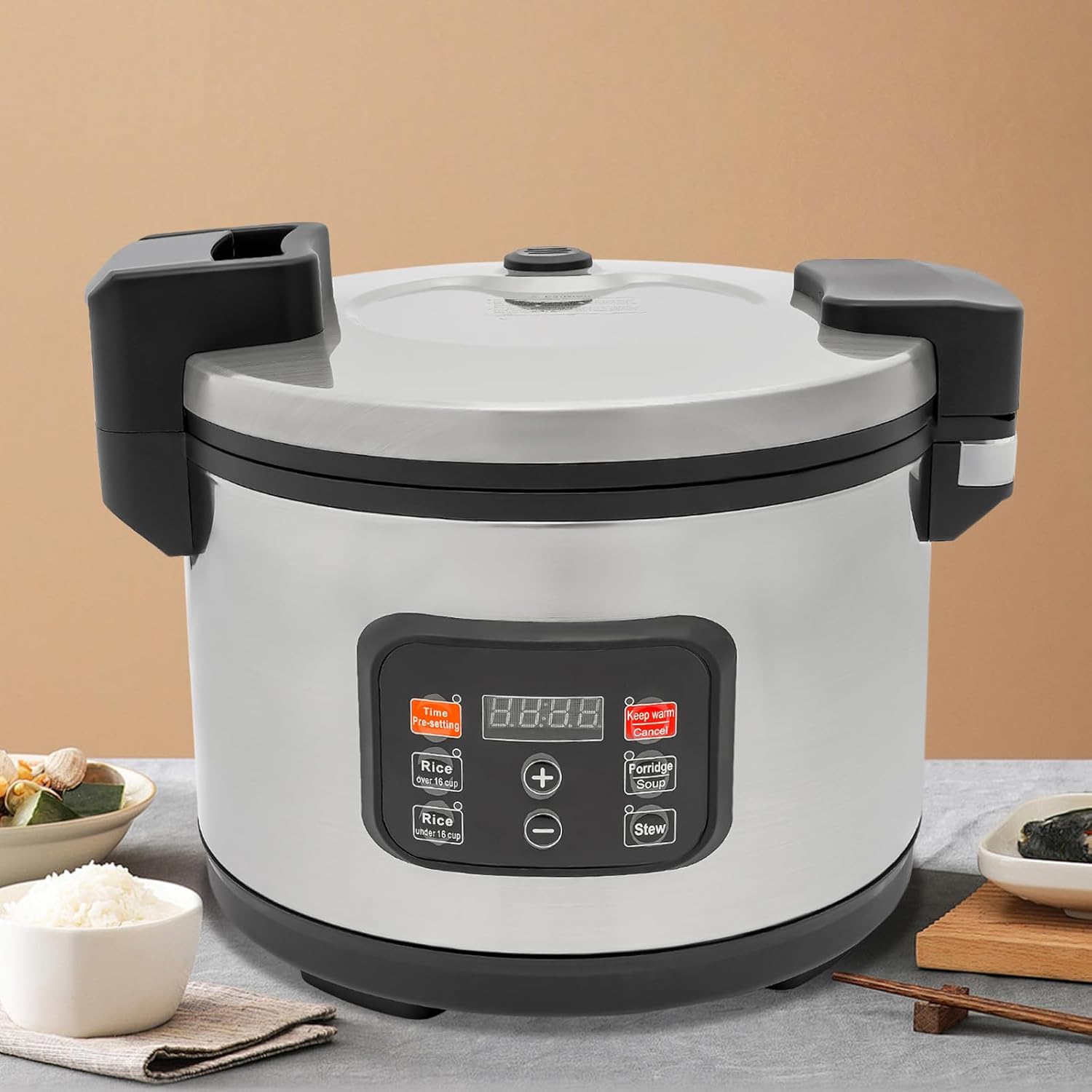 Commercial Electric Rice Cooker/Warmer, 13L Large Intelligent Multifunctional Rice Cooker with LED Display, Measuring Cup, Rice Spatula for Cooking Rice, Porridge, Soup