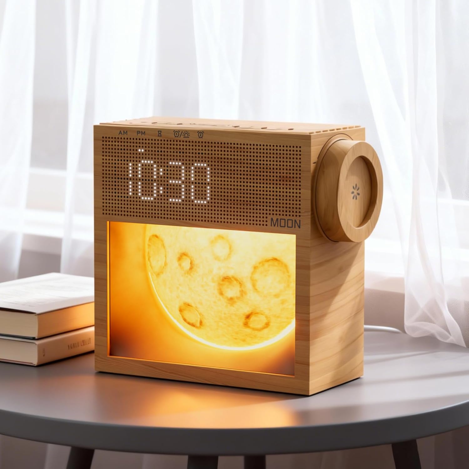 Sunrise Alarm Clock, Sound Machine & Gentle Wake-Up Light, Dual Alarms 20 Natural White Noise Machine for Heavy Sleepers Adults, Snooze, Timer, Dimmable Bedroom Bedside Moon Lamp, Better Sleep Gifts