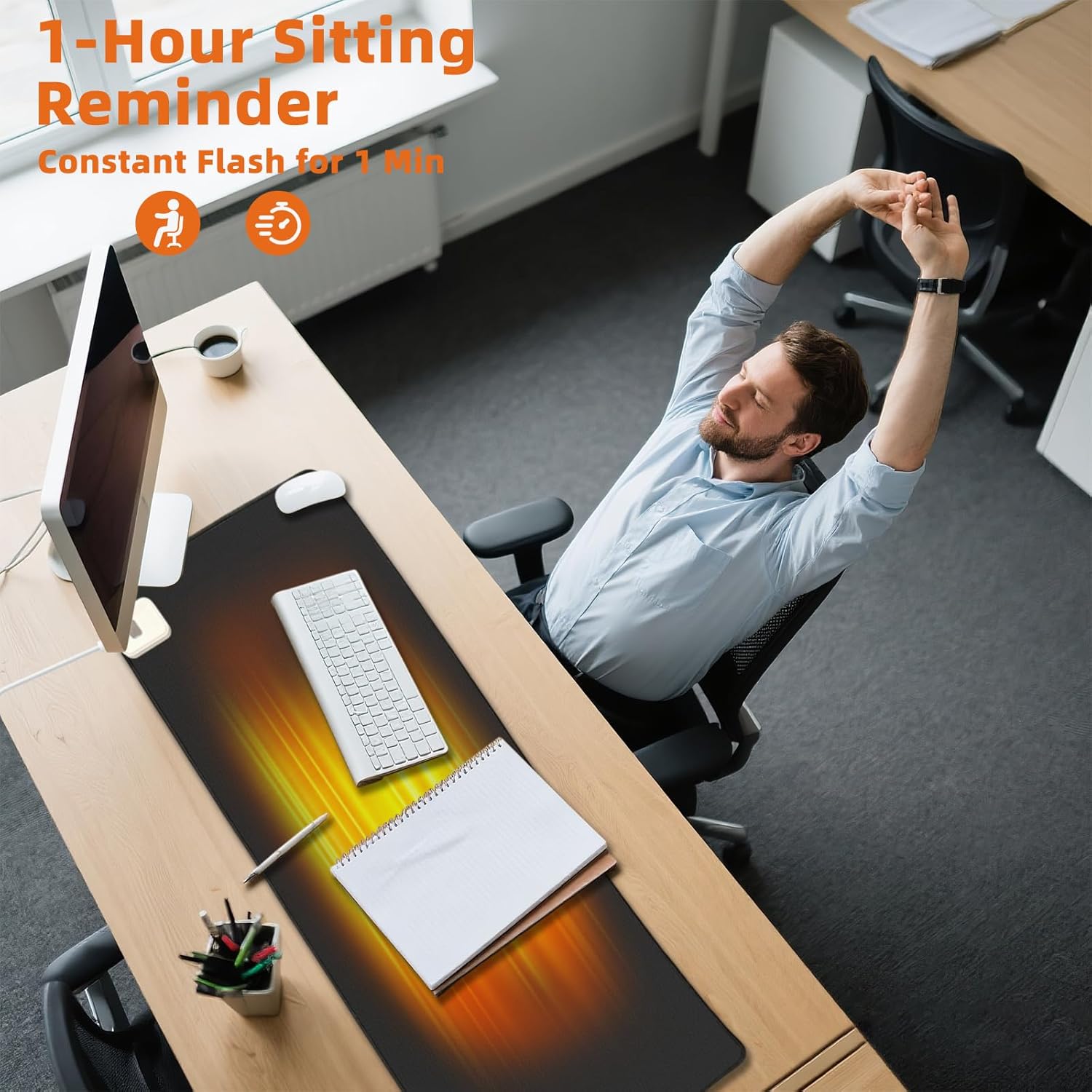 Ysenchan Heated Desk Pad with 5 Heat Levels & Auto Shut-Off – Large PU Leather Mouse Pad, Keyboard Mat & Writing Surface, 31.5" x 13", Black