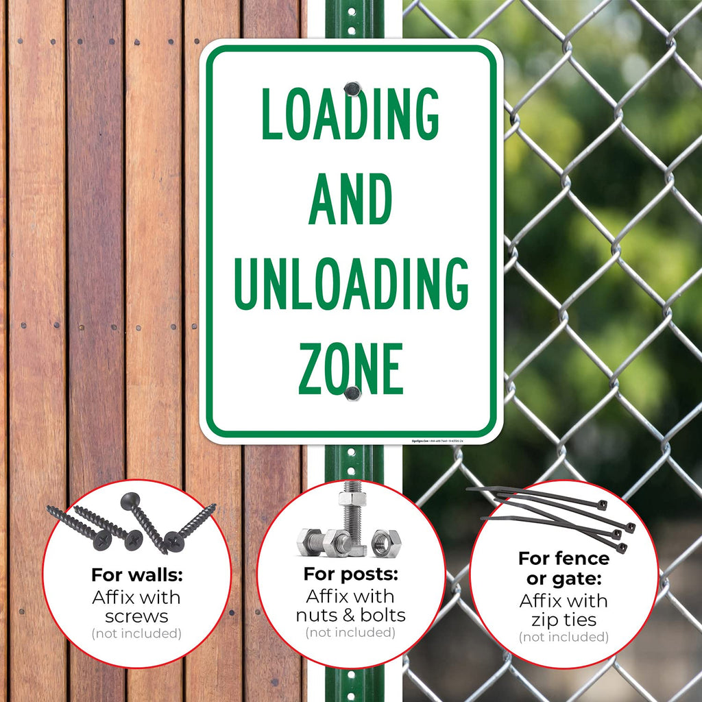 Loading and Unloading Zone Sign, 18x24 Inches, Rust Free .063 Aluminum, Fade Resistant, Made in USA