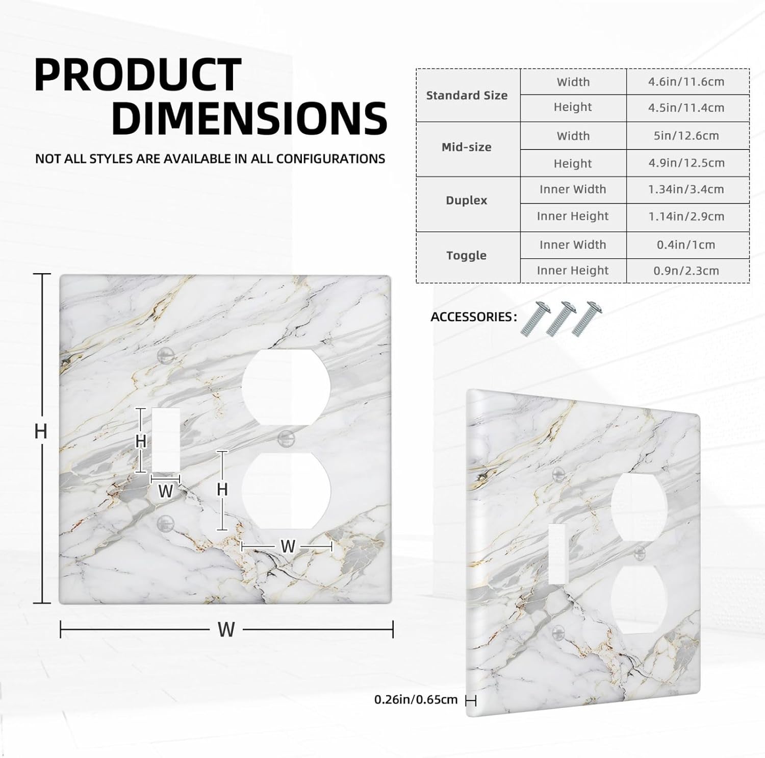 Outlet Covers Gray Gold Marble Abstract Modern Luxury 1 Toggle 1 Duplex Switch Plate Covers Electrical Light Switch Cover Plate Decorative Wall Plate Socket Cover for Bedroom Home Decor
