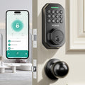Keyless Entry Door Lock with Handle, App Control Door Locks for Front Door, Auto Lock Keypad Door Lock with Handle, Smart Door Lock for Home Hotel Bedroom with 2 Door Knobs