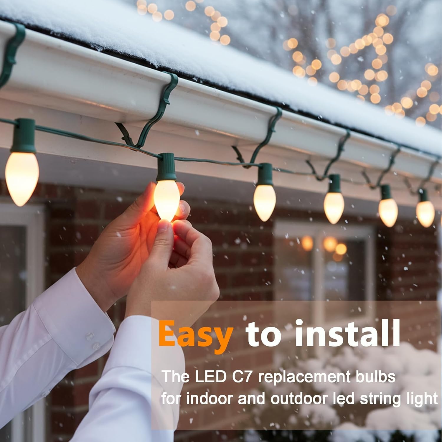 C7 LED White Replacement Bulbs,25 Pack 0.6w White Christmas Light Replacement Bulbs With E12 Base,Warm White Light Bulbs For Candelabra Window Candle Chandelier Night Lights Christmas String Lights