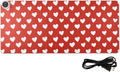 Heated Desk Pad Mouse Pad 31.5x13 Inch PU Leather Desk Mat with 3 Heat Levels Large Mouse Gaming Computer Laptop Mat Red Heart Valentine