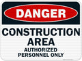 Danger Construction Area Sign, Authorized Personnel Only Sign, 18x24 Inches, 3M EGP Reflective .080 Aluminum, Fade Resistant, Easy Mounting, Indoor/Outdoor Use, Made in USA