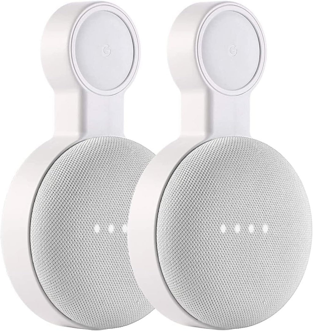 PEF Outlet Wall Mount Holder for Google Nest Mini and Google Home Mini, A Space-Saving Accessories with Cord Management for Google Mini Smart Speaker, No Messy Wires or Screws (2 Pack)