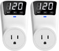 Surge Protector Voltage Stabilizers - Fireproof UL94V-1 Wall Mount Surge Protector Outlets for Refrigerator TV Appliances Real-Time Monitoring & Custom Voltage 80V-140V, 15A, 120V, 1800J,2 Pack