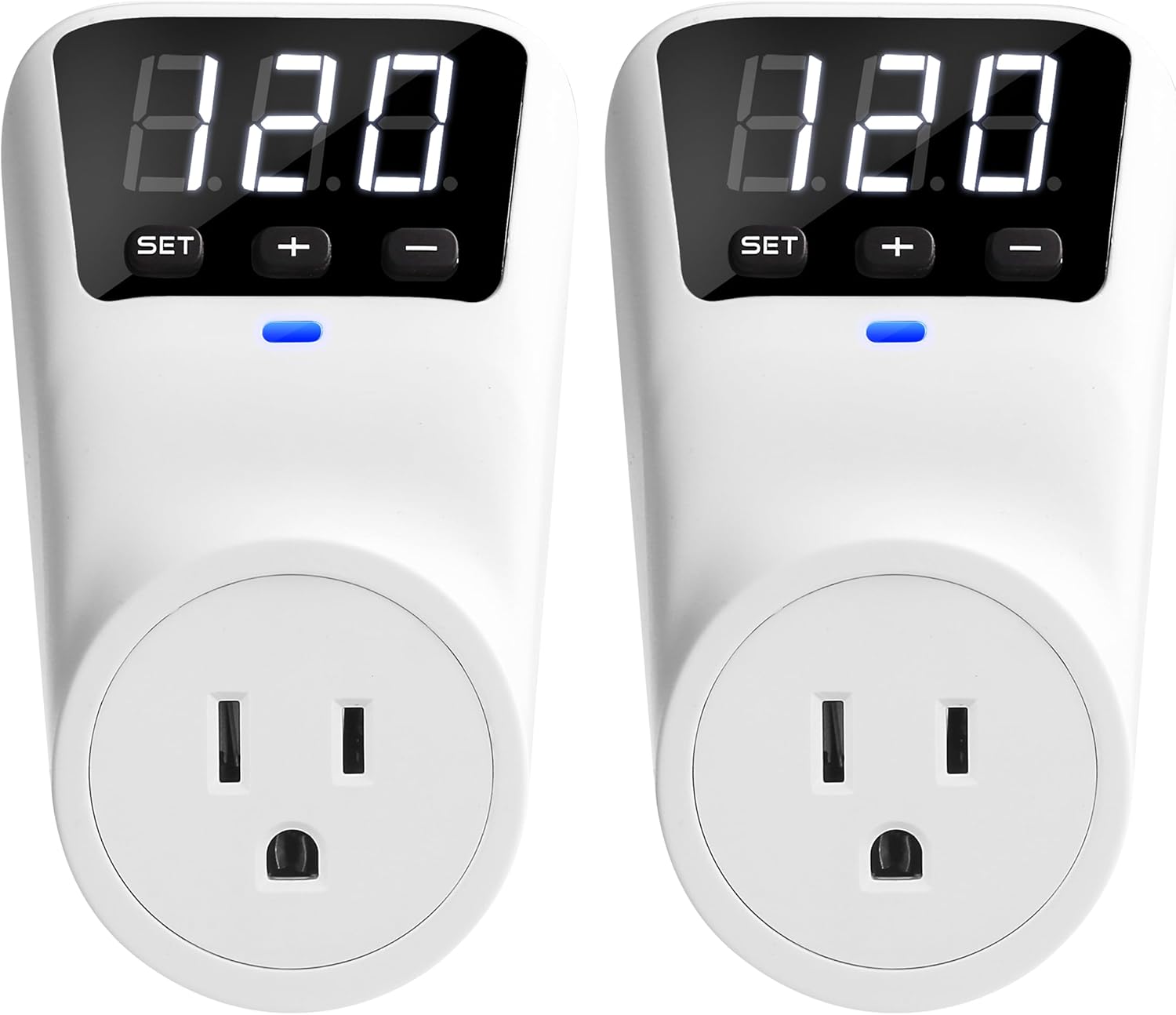 Surge Protector Voltage Stabilizers - Fireproof UL94V-1 Wall Mount Surge Protector Outlets for Refrigerator TV Appliances Real-Time Monitoring & Custom Voltage 80V-140V, 15A, 120V, 1800J,2 Pack
