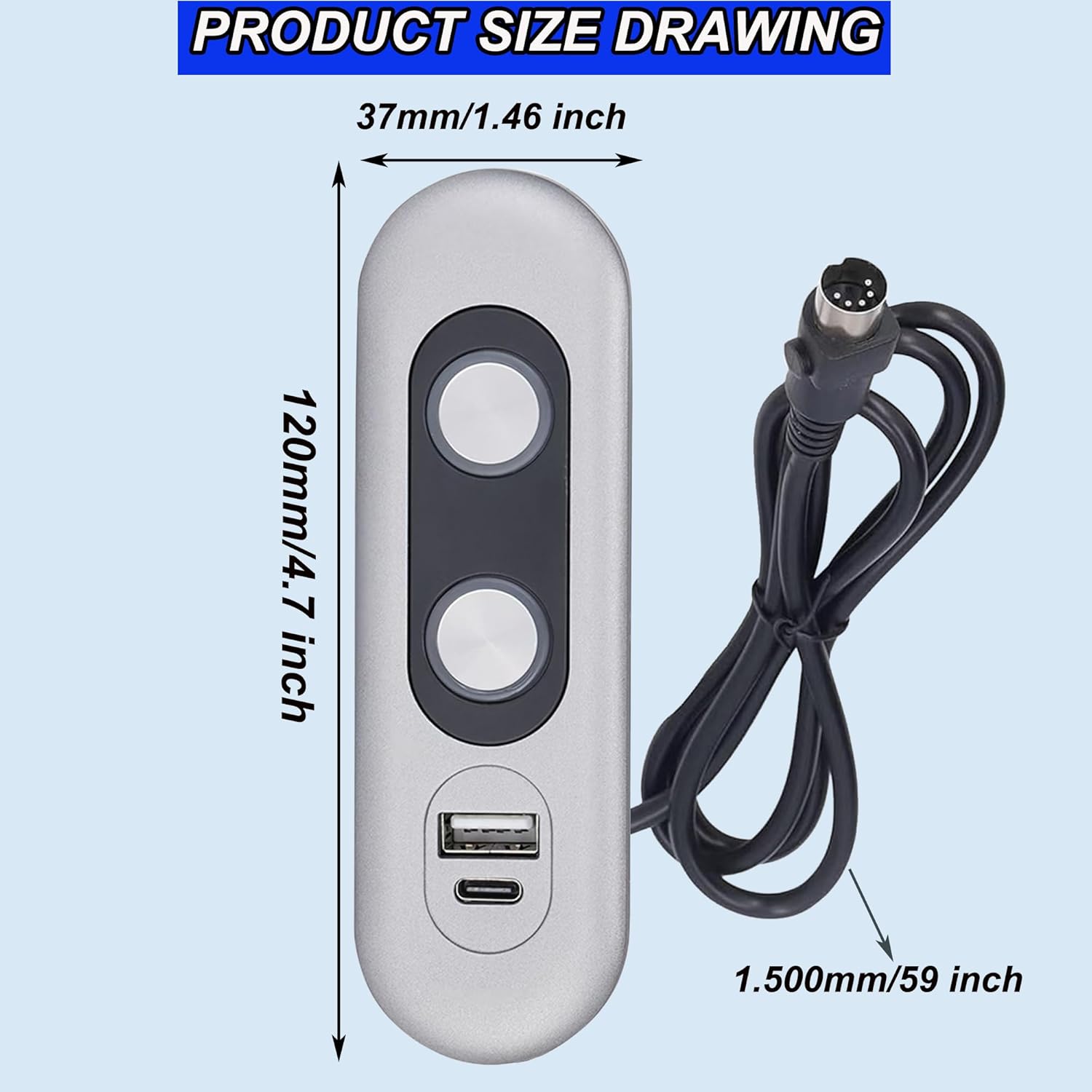 Recliner Switch,2 Button 5 Pin Lift Chair or Power Recliner Manual Control with USB A and C Interfaces Recliners Replacement Parts Limoss Lazboy Pride Catnapper Stand