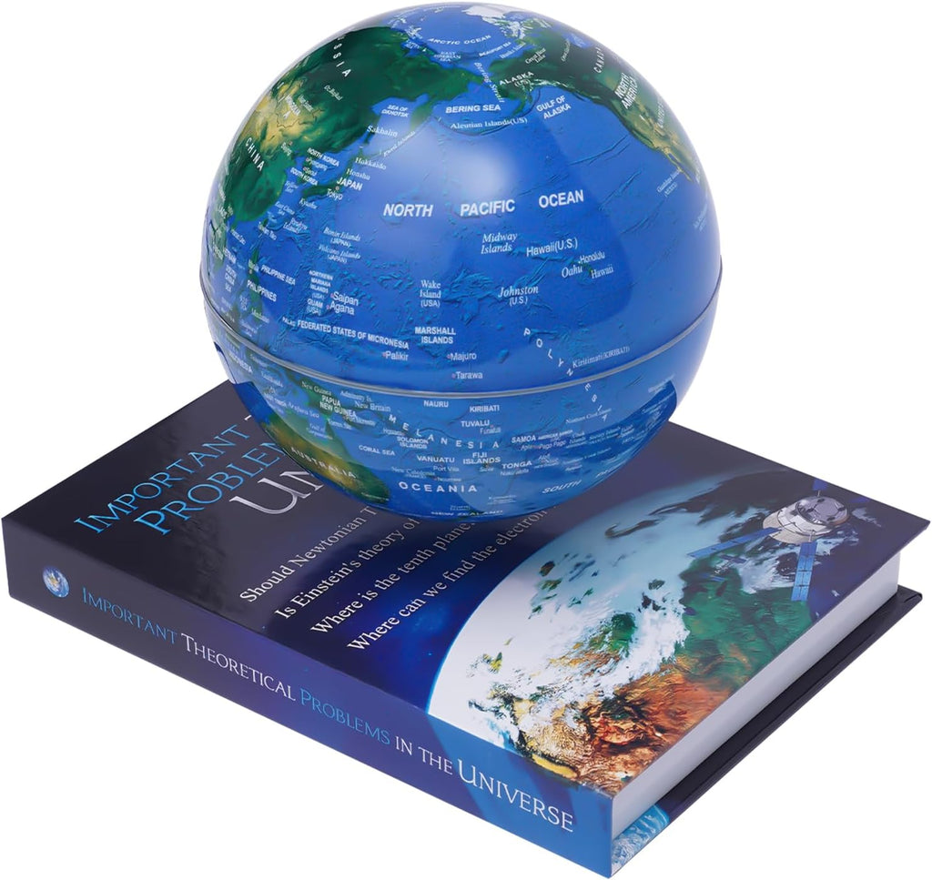 Magnetic Levitation Globe with LED Lights, 6-Inch Floating Geographic Globe, Educational World Map for Home Office Decor, Kids & Adults