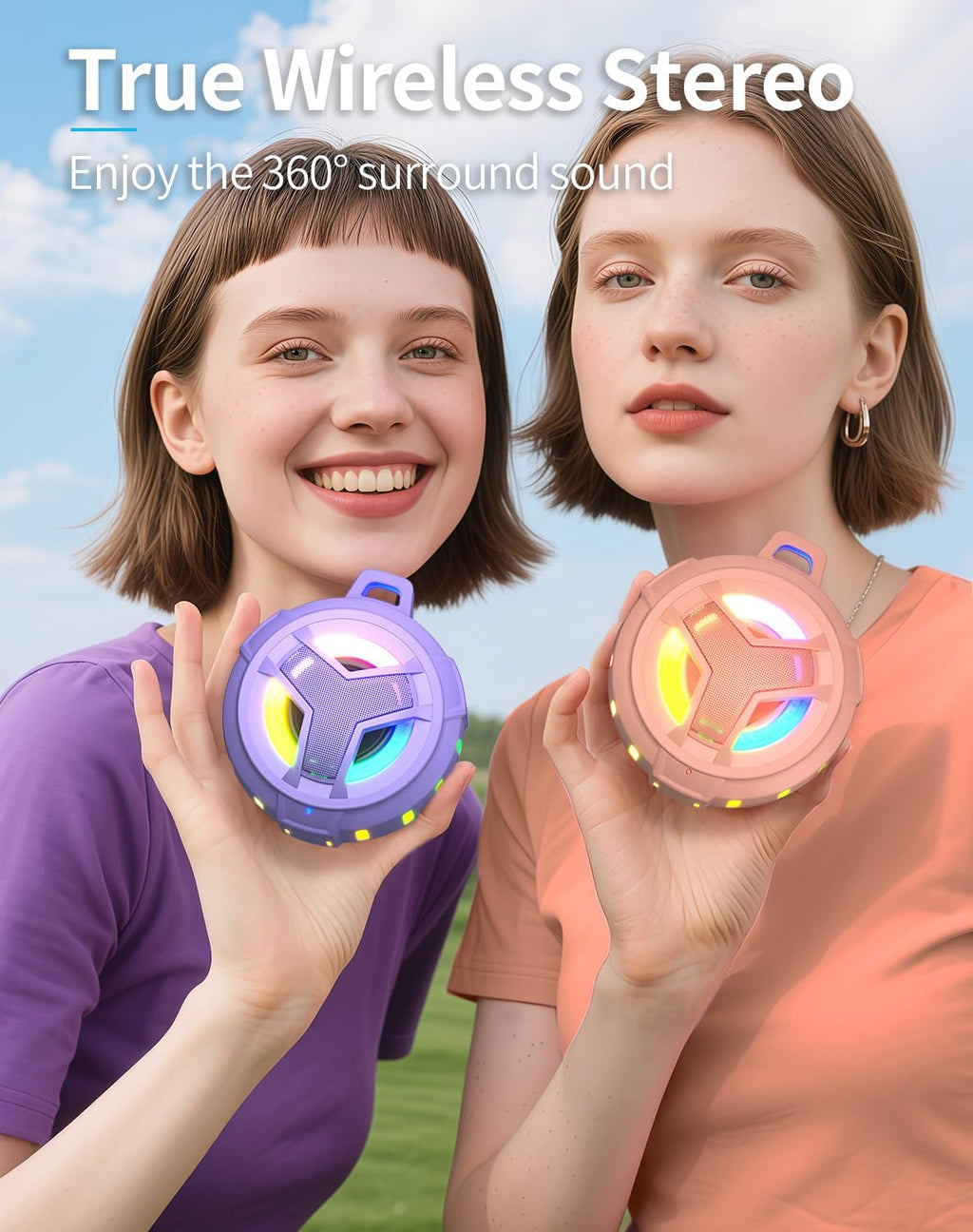EBODA Bluetooth Shower Speaker, IP67 Waterproof Portable Wireless Small Speakers, Floating, 24H Playtime for Home, Beach, Pool, Kayak, Hiking, Boat Accessories, Gifts for Women, Girls - Purple