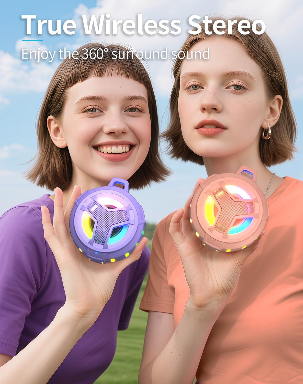 EBODA Bluetooth Shower Speaker, IP67 Waterproof Portable Wireless Small Speakers, Floating, 24H Playtime for Home, Beach, Pool, Kayak, Hiking, Boat Accessories, Gifts for Women, Girls - Purple