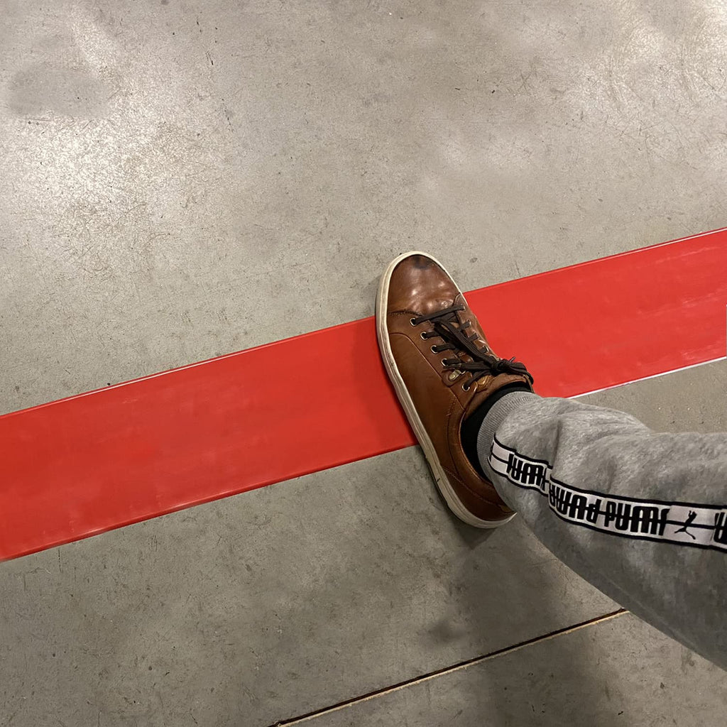 SmartSign Red 4 inch x 100 feet Floor Marking Tape, 32 mil Vinyl Floor Tape, Superior Mark Industrial Use Safety Tape with Beveled Edges, Strong Adhesive, for Gym/Warehouse/Courts