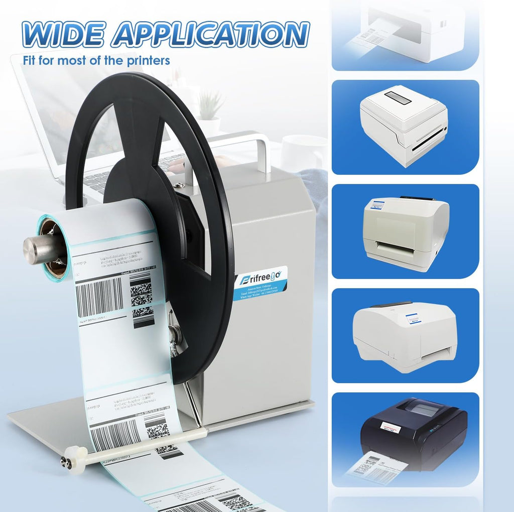 Automatic Label Rewinder, Speed-Adjustable Sticker Rewinder, Bidirectional Label Rewinding Machine, Synchronized with Printer, 1"/1.5"/3" Core Holder, Width 3.54"