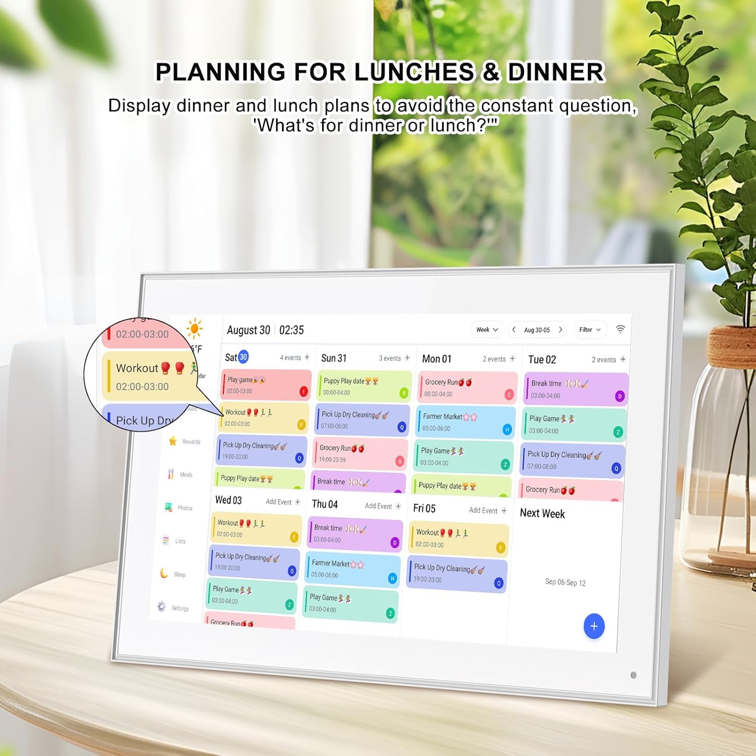 15.6 Inch Smart Digital Calendar Wall Planner & Chore Chart, IPS FHD 1920x1080 Touchscreen Interactive Display for Family Schedules, Streamline Household Organization