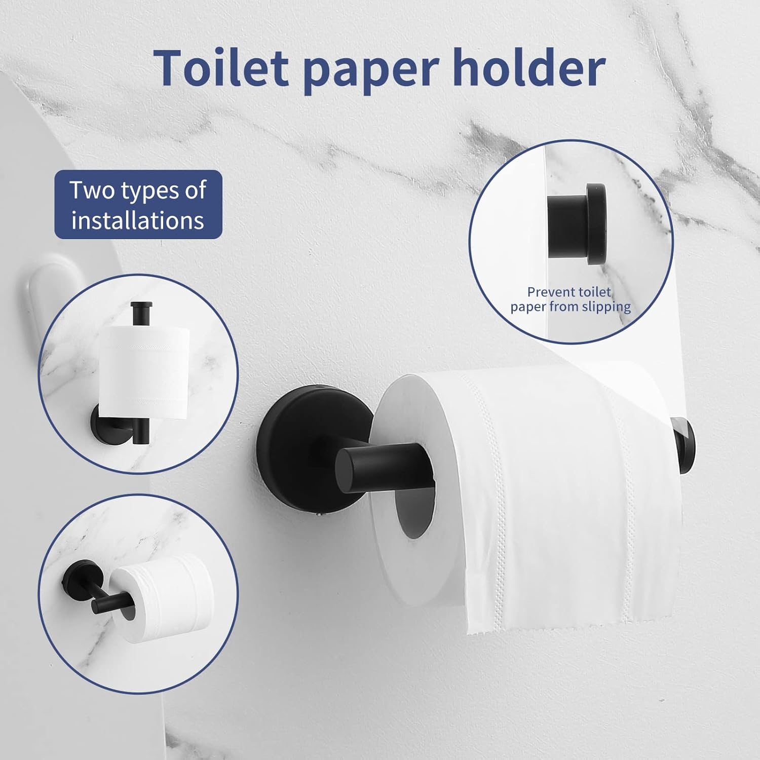 Towel Bar Set Mattel Black, Bathroom Accessories Set 5pcs Including 16'' Tower Bar, Towel Ring and 2 PCS Towel Hooks