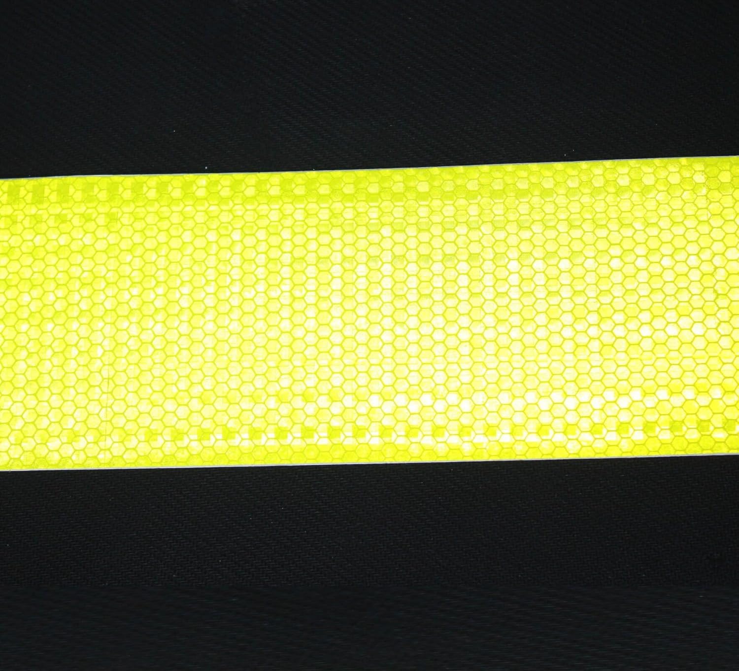 Fluorescent Yellow Reflective Tape Outdoor Waterproof 4 inch Wide, High Visibility Warning Safety Industrial Marking Tape (68 feet,5 Rolls)