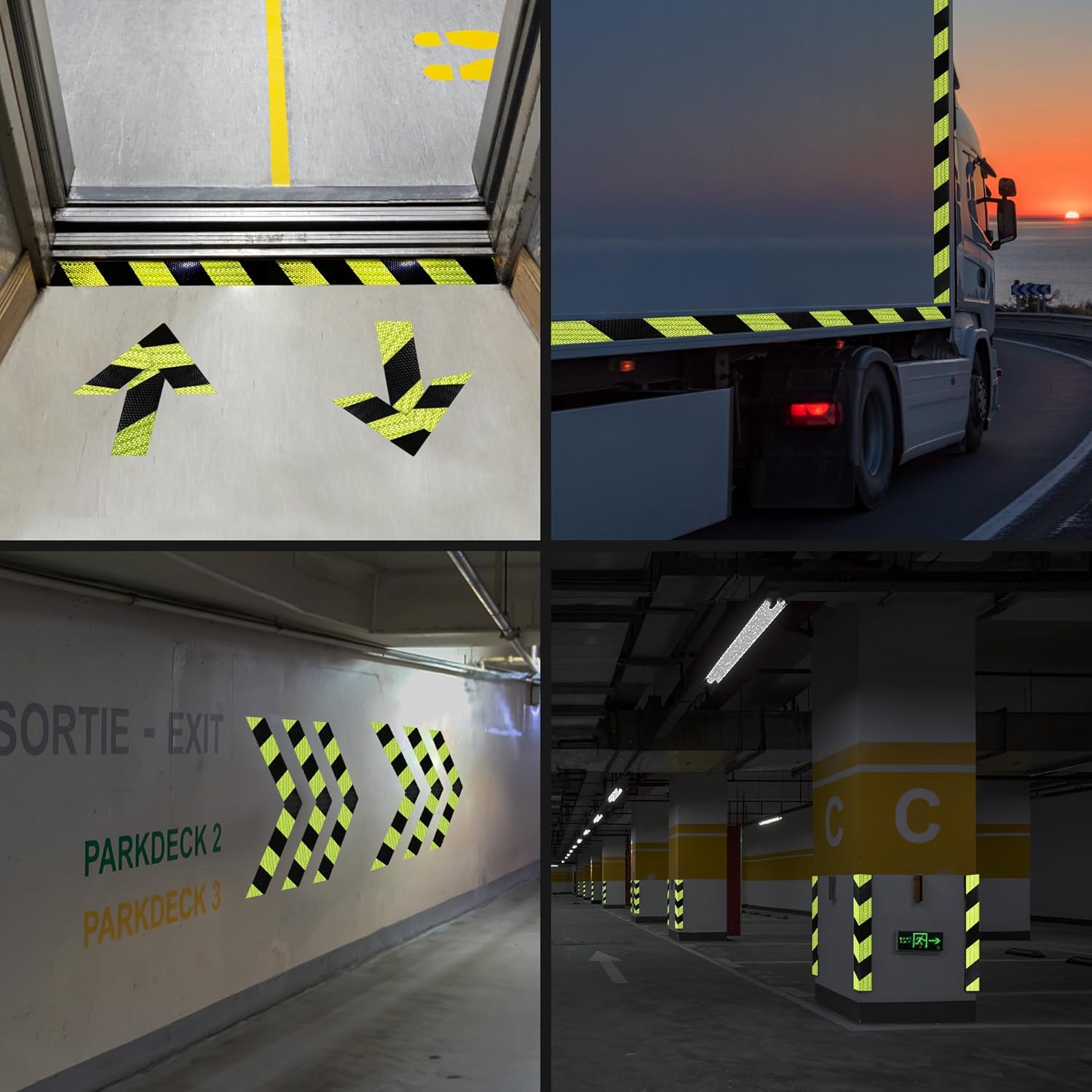 Neon Black Reflective Chevron Tape 2 Inch x 33 FT Waterproof Caution Tape Reflective Stickers for Floor,Step,Cars,Warehouse,exit.