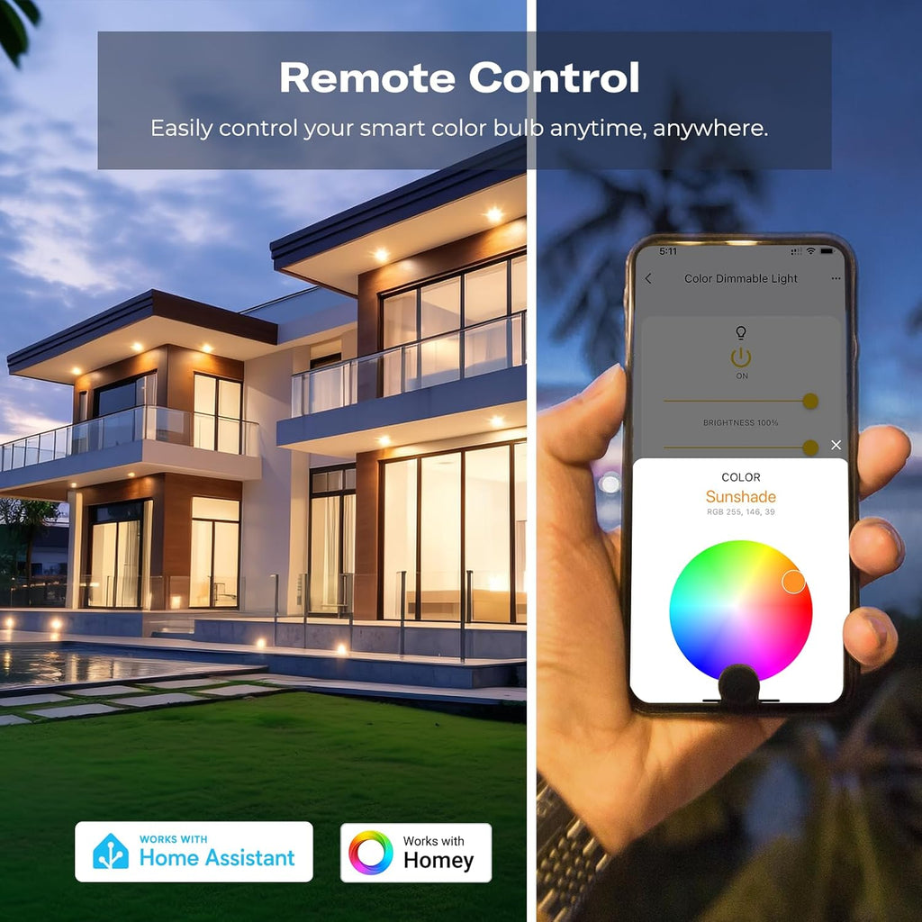 THIRDREALITY Zigbee Smart Color Bulb ZL1 4Pack,Compatible with Home Assistant(ZHA&Z2M), SmartThings,Aeotec,Homey,Hubitat or Echo Devices With Built-in Hub,A19 RGBCW Bulb,2700K-6500K Tunable,800 Lumens