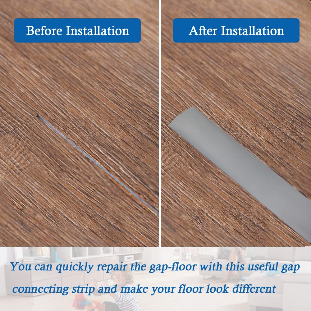 Floor Transition Strip Self Adhesive Floor Cover Strips Laminate 1.57" Wide Vinyl Flat Divider Transitions (4cm, 10Ft, Gray)