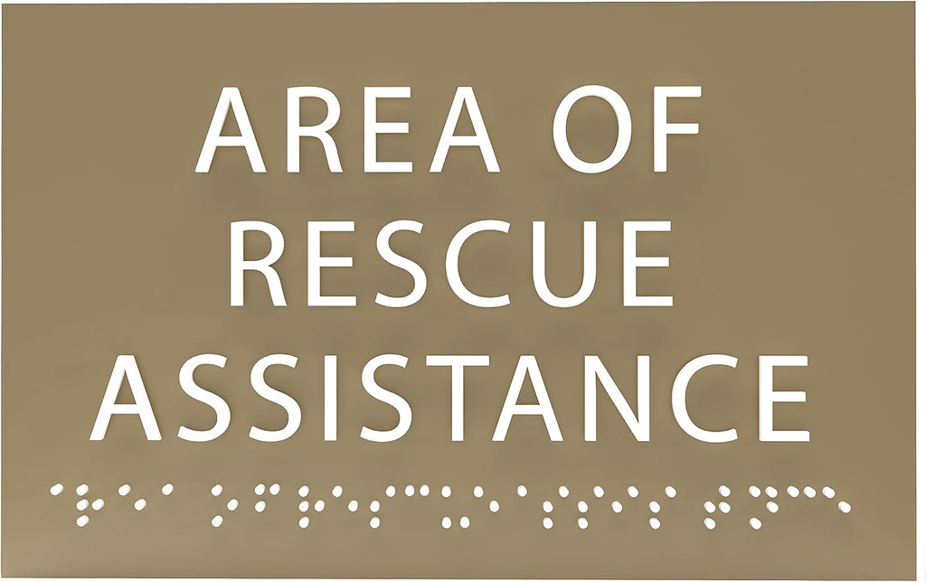 6" X4" Area of Rescue Assistance Sign- Tactile Graphics Grade 2 Braille Text ADA Compliant Sign |ADA Compliant Plastic Signs for Schools, Offices, Businesses, Apartments & Restaurants