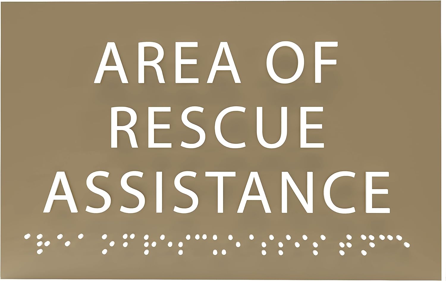 6" X4" Area of Rescue Assistance Sign- Tactile Graphics Grade 2 Braille Text ADA Compliant Sign |ADA Compliant Plastic Signs for Schools, Offices, Businesses, Apartments & Restaurants