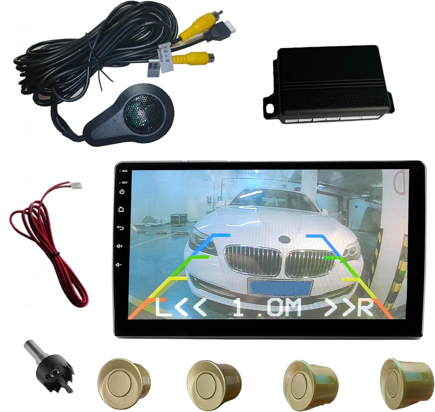 LCD Parking Sensor Kit - Displays Data on Original Screen, Easy Rear Installation, Compatible with CVBS Cameras (Not for AHD), 18 Probe Colors to Match Any Vehicle