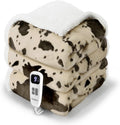 Cow Print Heated Blanket Twin-Heating Electric Blanket Twin with 10 Heat Levels & 10 Hours Auto-Off, Cozy Soft Fleece Sherpa, Washable, 62 x 84 Inche Cow Print Light Brown