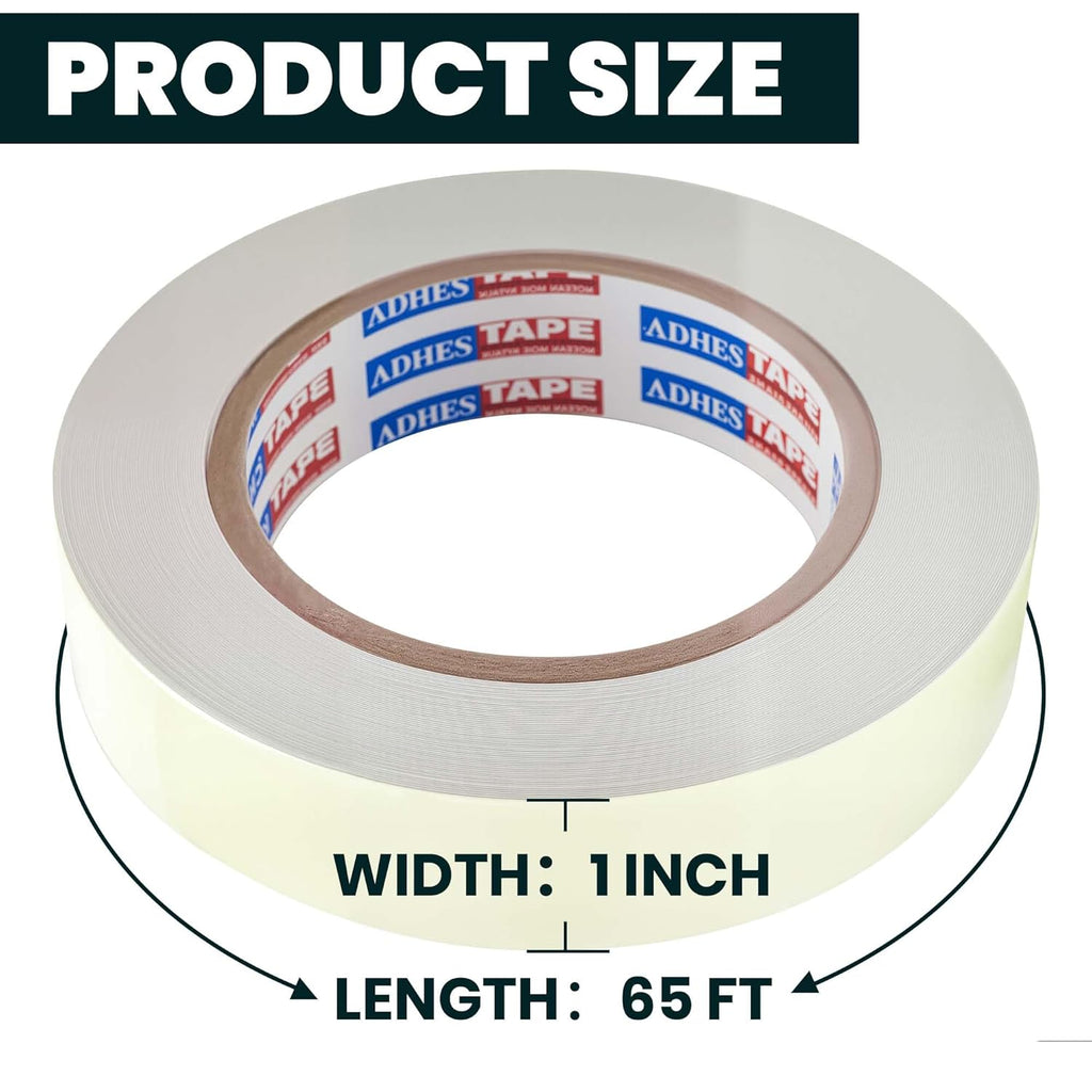 ADHES Green Glow in The Dark Tape 1 Inch x 65FT, Waterproof Reflective Tape for Stairs, Floors, Walls, Party, Emergency Exits & DIY Projects