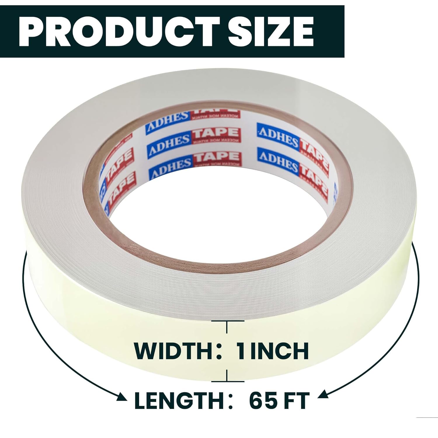 ADHES Green Glow in The Dark Tape 1 Inch x 65FT, Waterproof Reflective Tape for Stairs, Floors, Walls, Party, Emergency Exits & DIY Projects