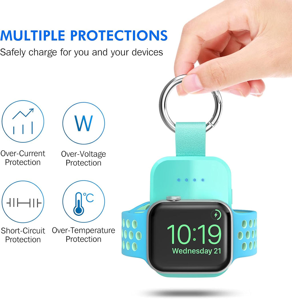 i.VALUX Portable Travel Charger for Apple Watch 11/10/9/8/7/6/5/4/3/2/SE/Ultra,49/41/45/44/42/40/38mm,Compact Wireless iwatch Charger Magnetic 1000mAh Power Bank Charging Cable Keychain Accessories