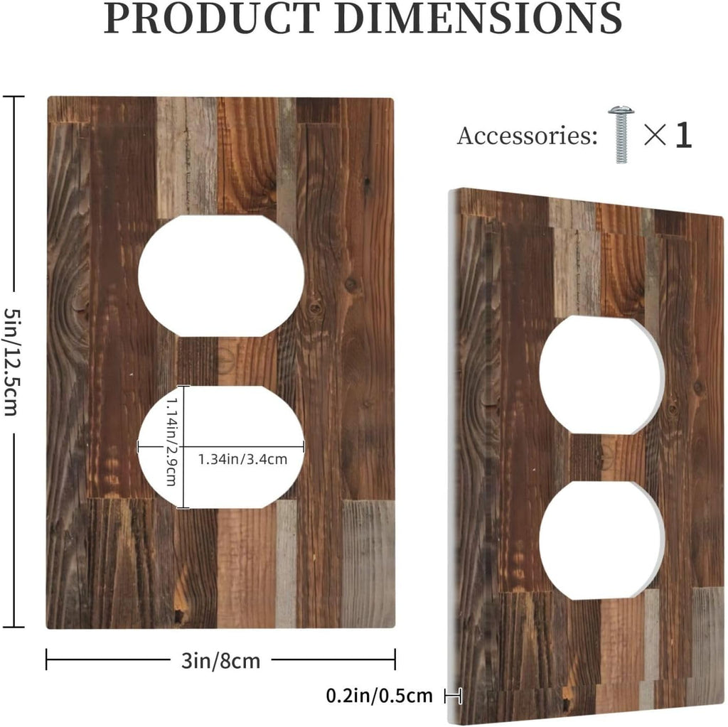 Vintage Brown Wooden Boards Print Wood Grain Outlet Covers 1 Gang Duplex Light Switch Cover Decorative Switch Plates Electrical Receptacle Faceplate Wall Plate for Farmhouse Home Decor