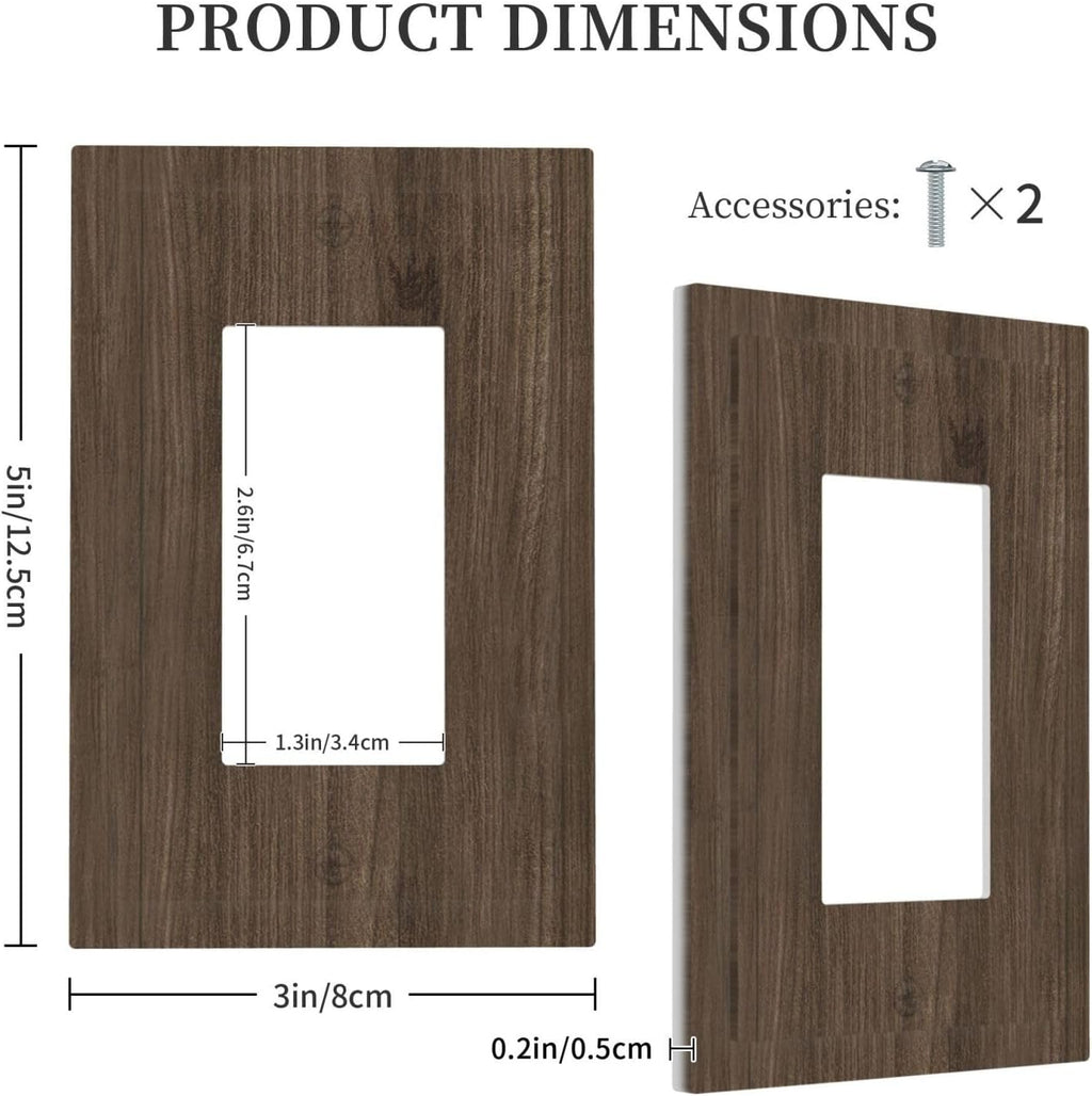 Decorative Outlet Covers Rustic Walnut Wood Grain 1 Gang Single Rocker Light Switch Cover Plate GFCI Wall Plates Electrical Switch Plate Cover for Farmhouse Cabin Decor