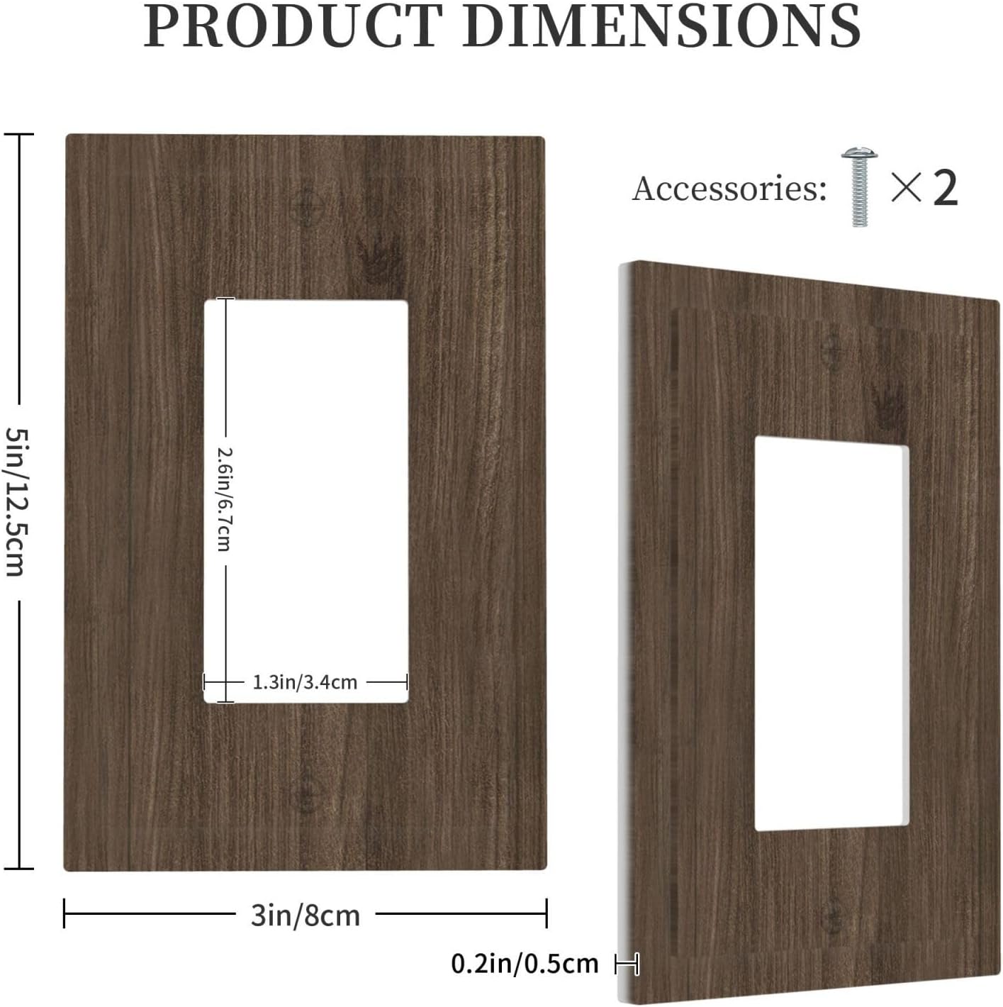 Decorative Outlet Covers Rustic Walnut Wood Grain 1 Gang Single Rocker Light Switch Cover Plate GFCI Wall Plates Electrical Switch Plate Cover for Farmhouse Cabin Decor