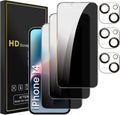 3 Pack Privacy Screen Protector for iPhone 14 6.1 Inch with 3 Pack Camera Lens Protector, Anti Spy Tempered Glass Film, Anti-Scratch, Touch Sensitive, Case Friendly