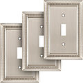 Henne Bery Sunken Pearls Heavy Duty Decorative Wall Plate Switch Plate Outlet Cover (Single Toggle, 3 Pack, Satin Nickel)