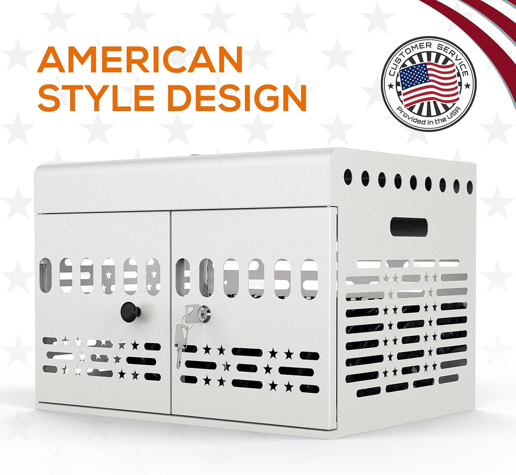 12-Device Charging Cabinet -Lockable Charging Station for iPad, Chromebook,Laptop&Tablet- American Style Charging Cabinet with Cord Management Ideal for Classrooms & Offices (Grayish White)