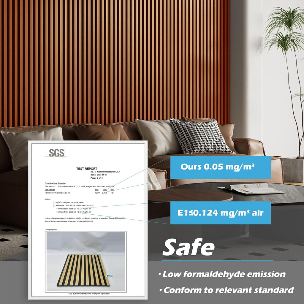 Art3d 2pcs-104 x 15.75in Slat Acoustic Panel for Wall and Ceiling, 3D Fluted Sound Absorbing Panel with Wood Finish, Teak