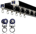 Double Row Ceiling Curtain Track - Ceiling Mounted Curtain Double Rails for Drapes, Room Dividers - Black, 4.5M