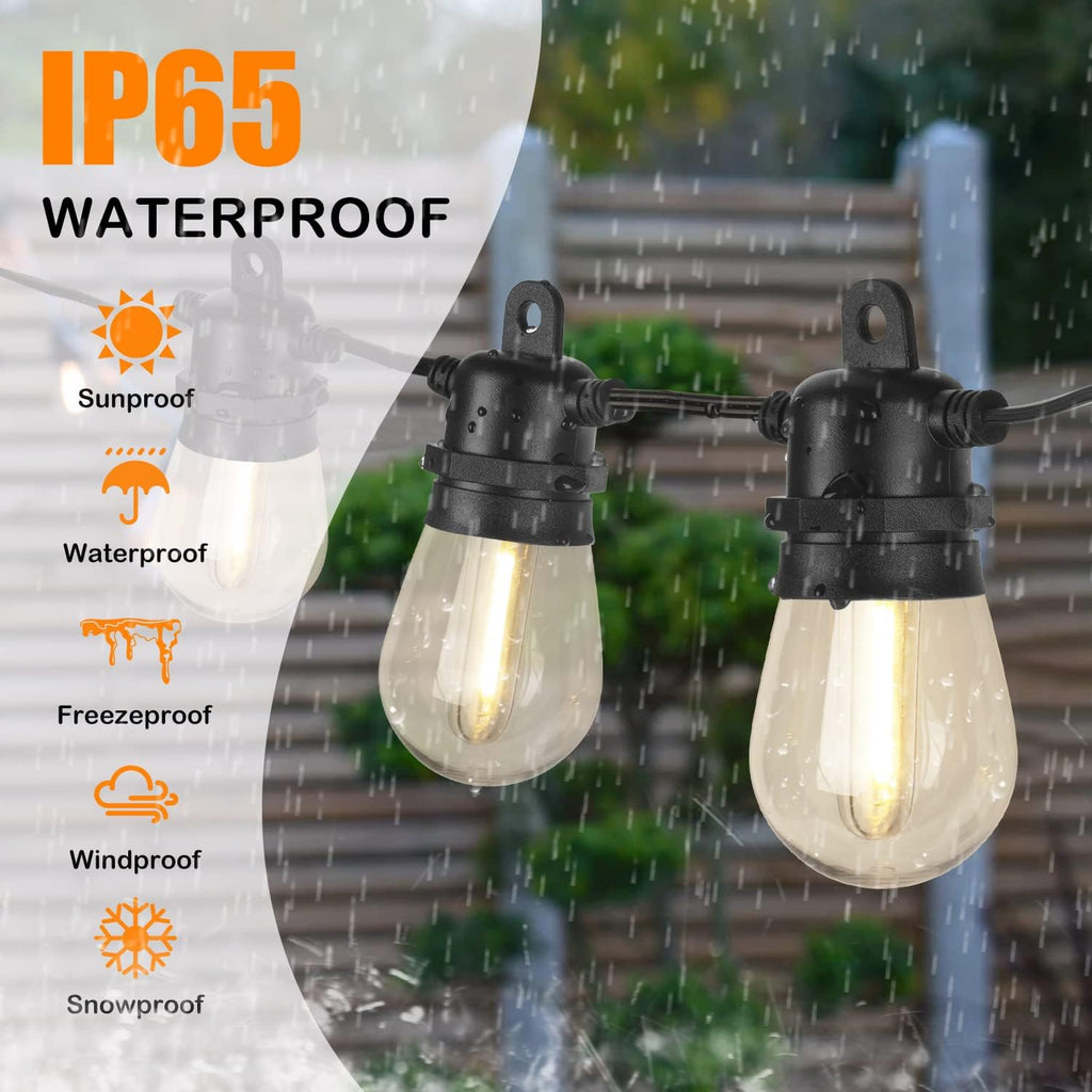 DGE Outdoor LED String Lights 54 FT Patio String Light Shatterproof & Waterproof IP65, 18 AWG UL Listed Wire Bright String Light for Patio, Backyard, Gazebo, Porch, Wedding Party