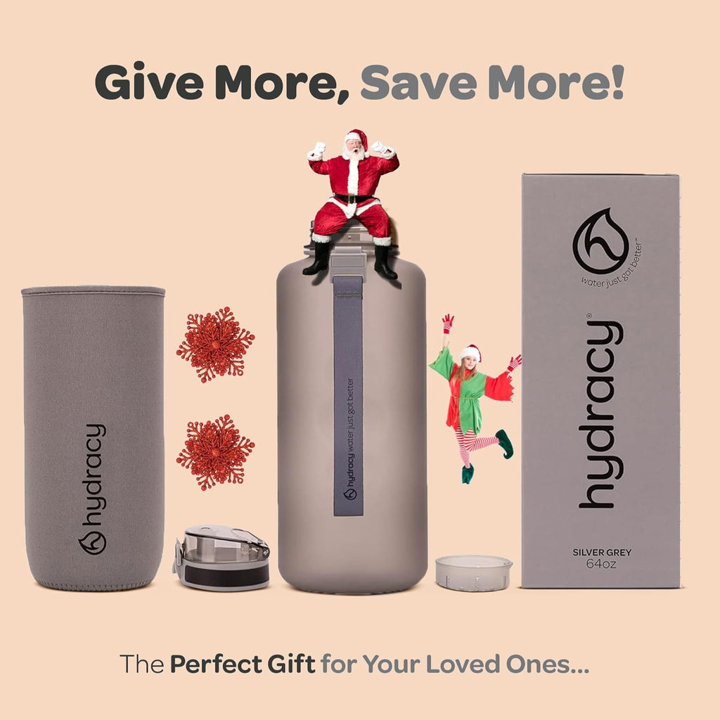 Hydracy Water Bottle with Time Marker -Large BPA Free Water Bottle & No Sweat Sleeve -Leak Proof Gym Bottle with Fruit Infuser Strainer & Times to Drink -Ideal for Fitness Sports & Outdoors