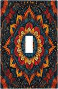 Boho Colorful Mandala Single Toggle Light Switch Cover plate Outlet Cover Decorative Switchplate Wall Plates Electrical Panel Cover for Bathroom Living Room 5 X 3 IN